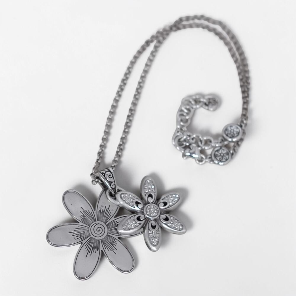 Brighton Dazzle Bloom Twin Daisy Pendant Necklace Crystal Floral Garden Retired - Picture 5 of 6